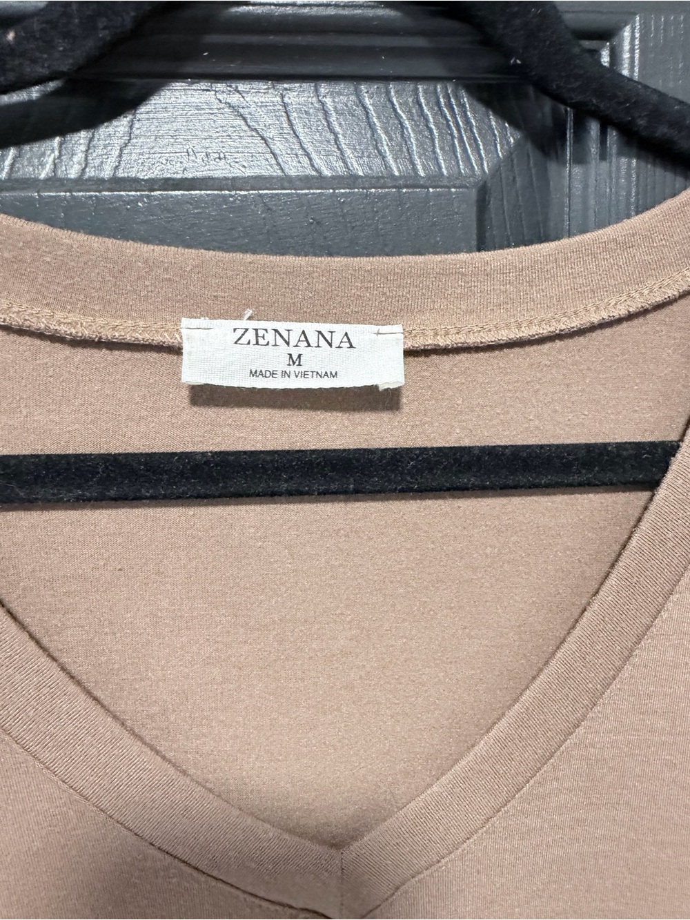 Zenana Outfitters V-Neck Short Sleeve Tunic Dress - Taupe - Picture 2 of 6